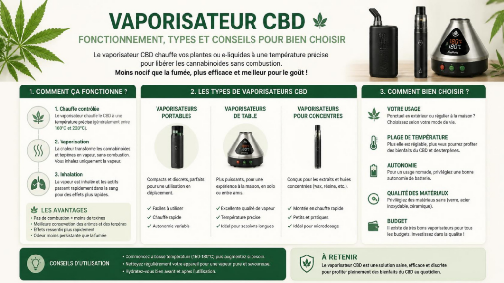 Vaporisateur CBD : fonctionnement, types et conseils pour bien choisir